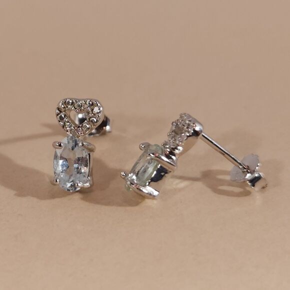 Aquamarine Earrings in Sterling Silver - Picture 3 of 6